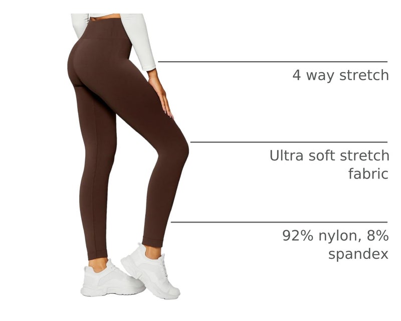 Conceited Fleece Lined Leggings Women - Warm - Winter - Women's Tights - Available in Plus Size - Blossom Weave - Small - Medium Brown - Image 3